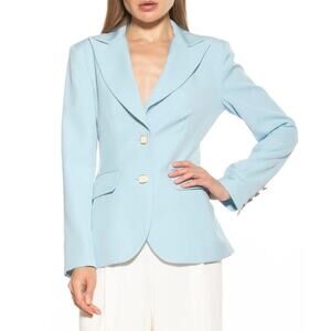 Alexia Admor Jessica Peak Lapel Blazer - Blue - Size 8